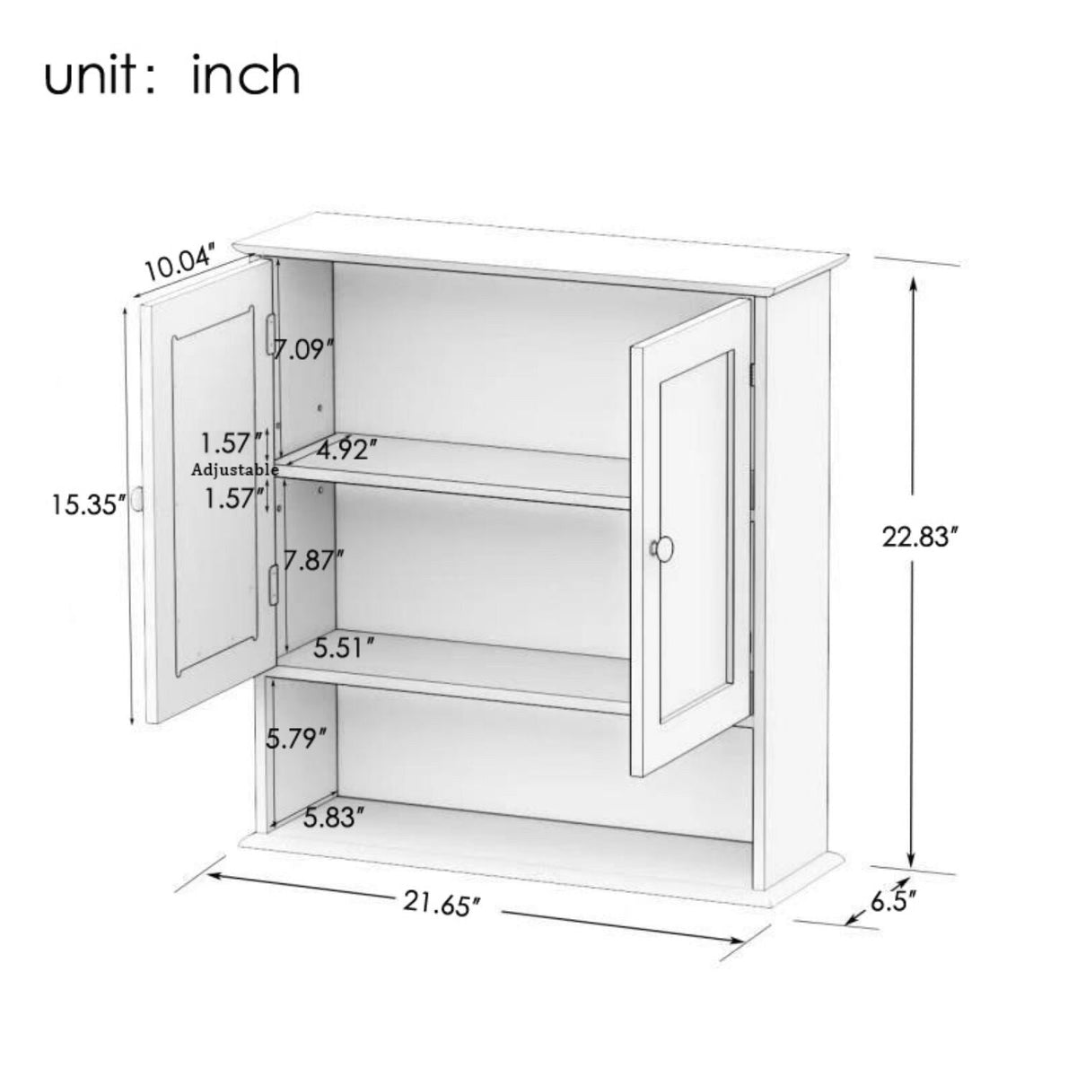 Maocao Hoom 6.5-in x 22.83-in x 21.65-in White Bathroom Wall Cabinet
