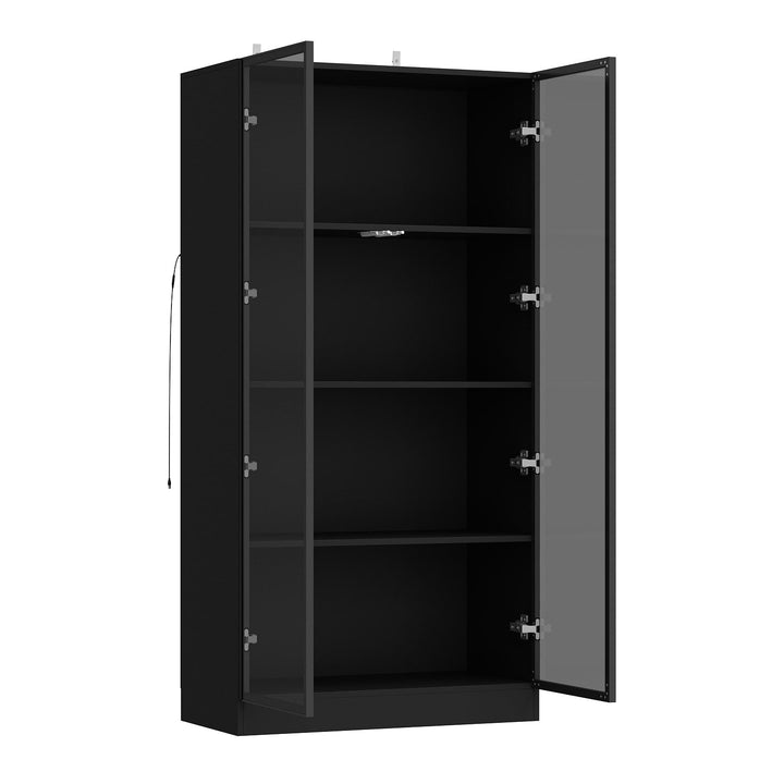 FUFU&GAGA Contemporary/Modern Black Curio Cabinet with Wine Storage