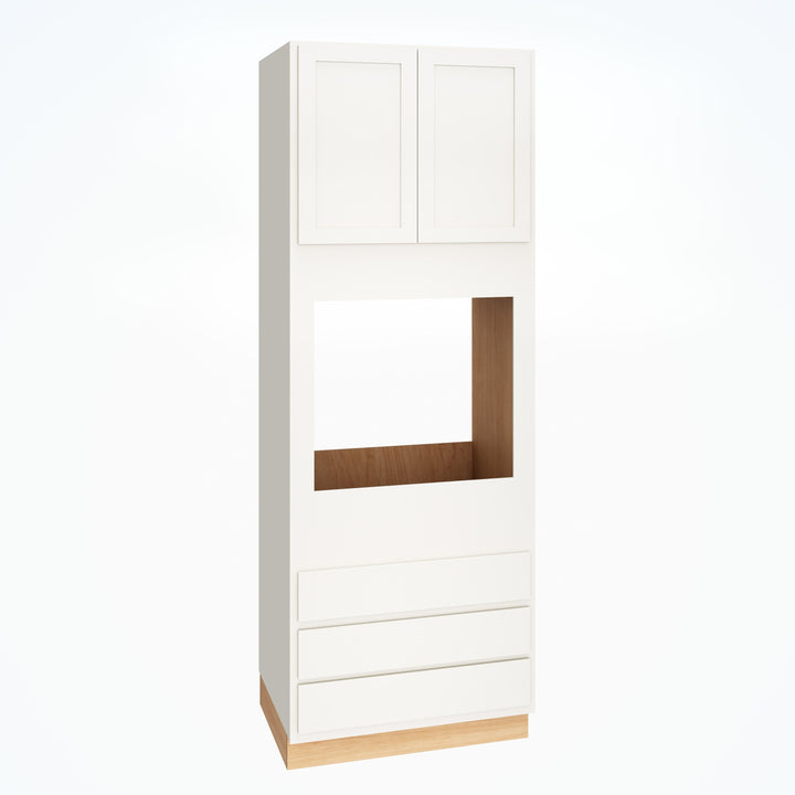 Diamond Express Jamestown 33-in W x 96-in H x 24-in D White Partial Overlay 3-Drawers Single Oven Base Fully Assembled Plywood Cabinet (Recessed Panel Shaker Style)