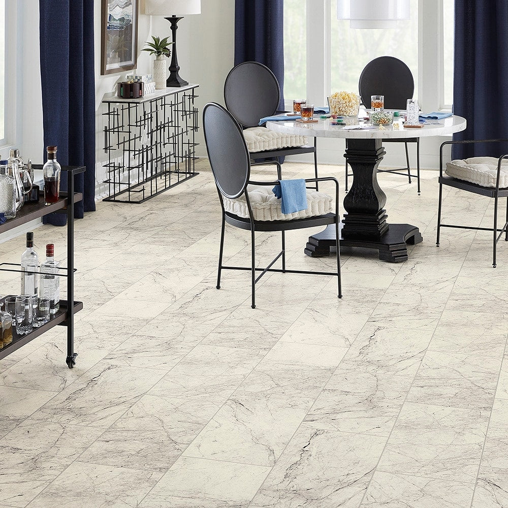 STAINMASTER 12-ft W Cut-to-Length White Marble Look Low-Gloss Sheet Vinyl Flooring