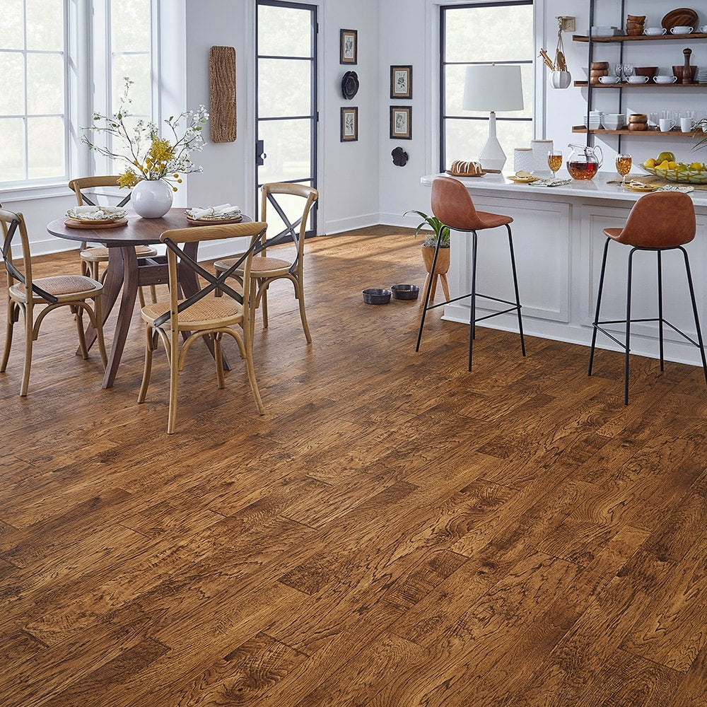 STAINMASTER Willow Creek Hickory 12-ft W Cut-to-Length Waterproof Low-Gloss Wood-Look Sheet Vinyl Flooring, 9.84-mil Wear Layer