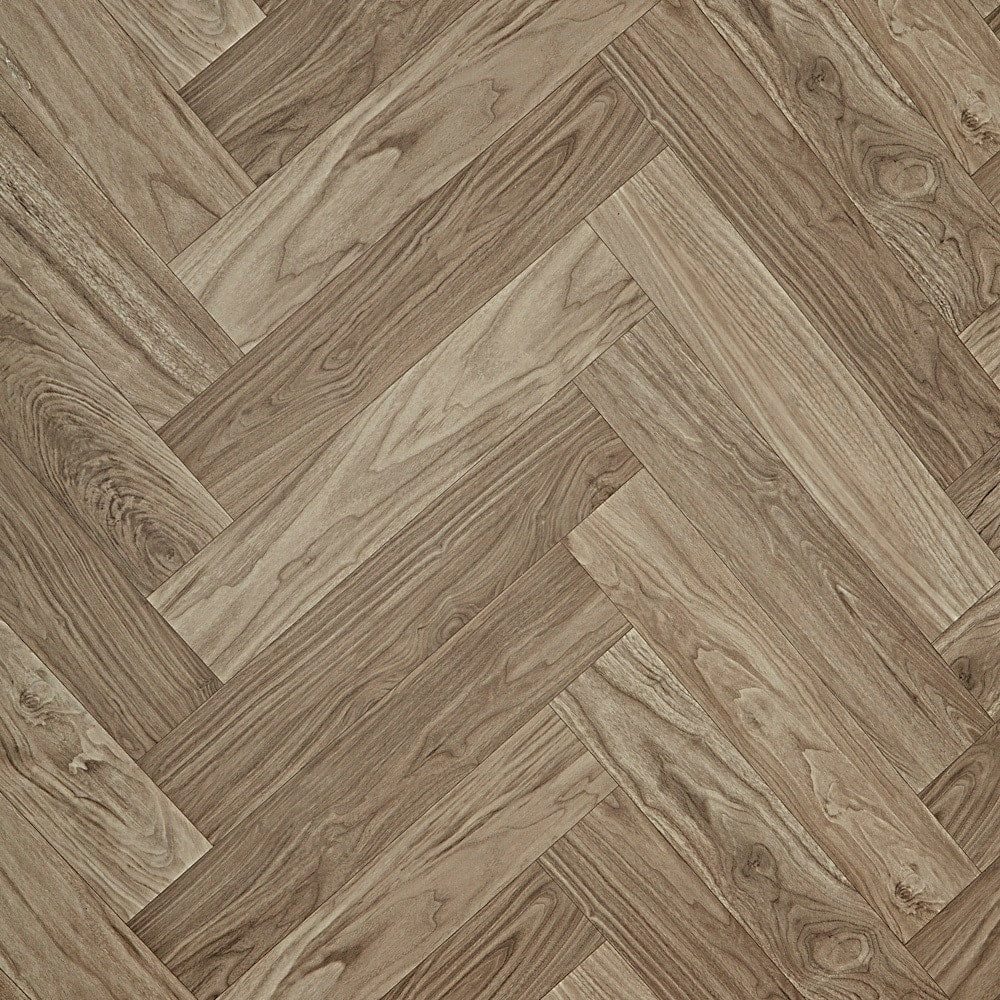 STAINMASTER Walnut Herringbone 9.84-mil x 12-ft W Waterproof Cut-to-length Vinyl Sheet Flooring