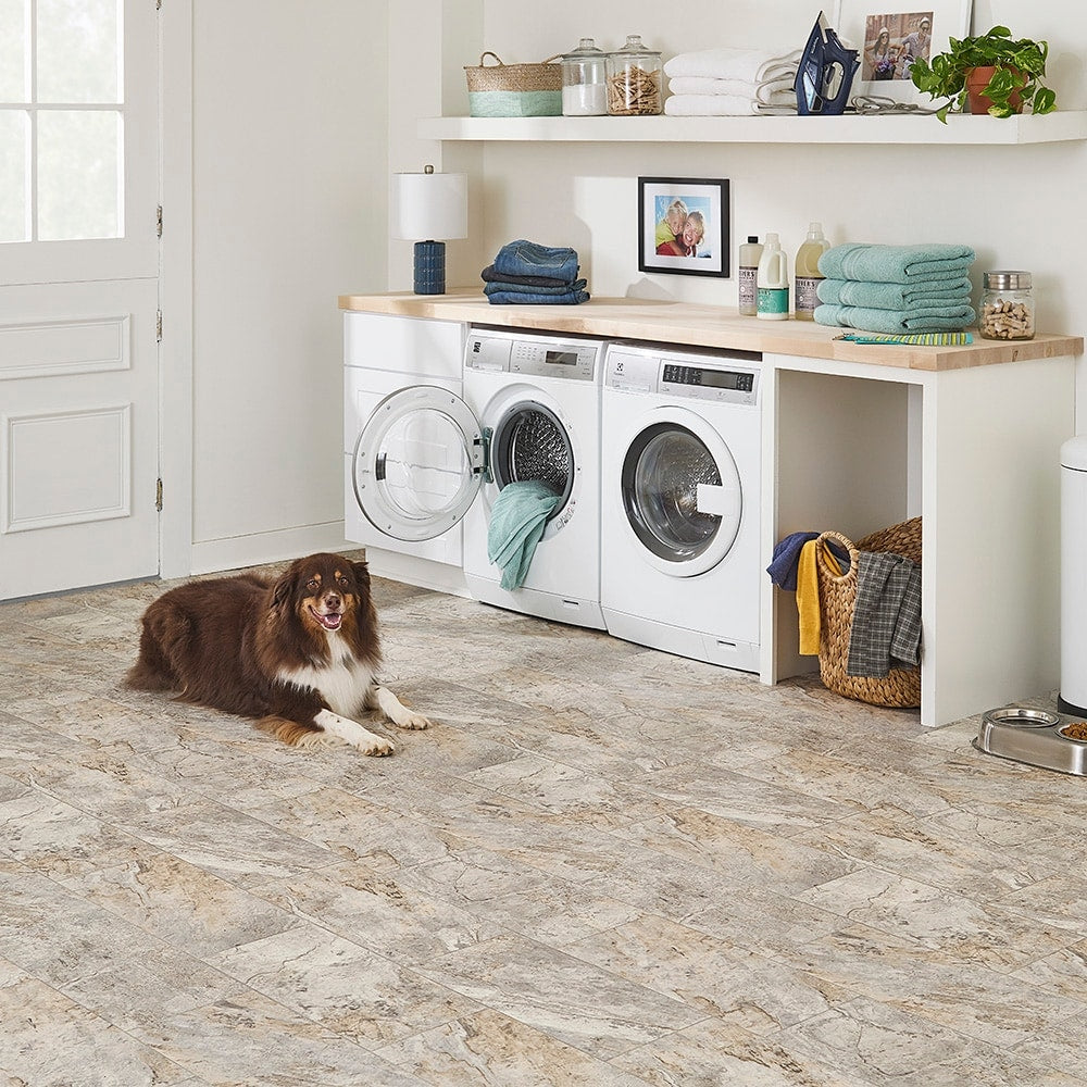 STAINMASTER Midtown Slate Marble Look Sheet Vinyl, 12-ft W, Cut-to-Length, Low-Gloss, 100-Gauge
