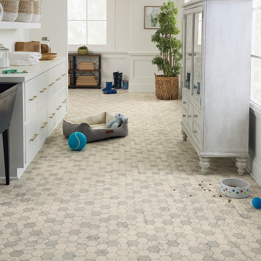 STAINMASTER Sutton Place Marble 12-ft W Cut-to-Length Waterproof Low-Gloss Sheet Vinyl Flooring, 9.84-mil Wear Layer