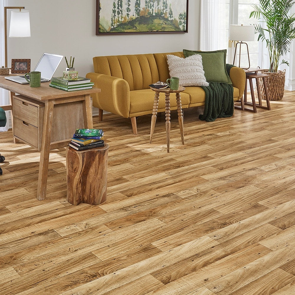 STAINMASTER 12-ft W x Cut-to-Length Saddle Ridge Pine Wood Look Low-Gloss Finish Sheet Vinyl
