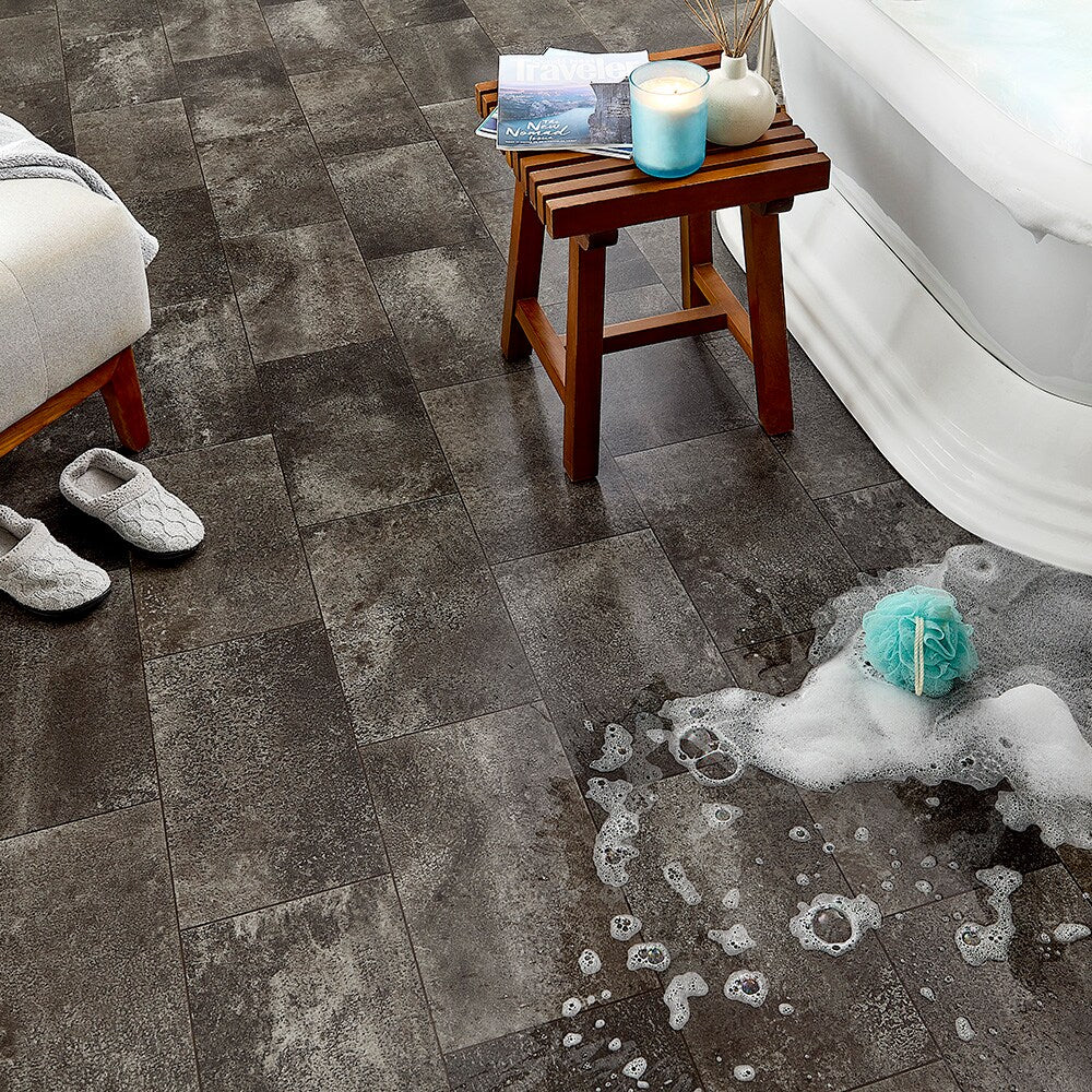 STAINMASTER 12-ft W x Cut-to-Length Smokey Sandstone Wood Look Low-Gloss Sheet Vinyl Flooring