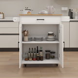 Bybafun White Mdf Base with Mdf Top Rolling Kitchen Island (17.7-in x 32.9-in x 36.1-in)