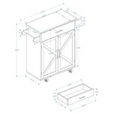 Bybafun White Mdf Base with Mdf Top Rolling Kitchen Island (17.7-in x 32.9-in x 36.1-in)