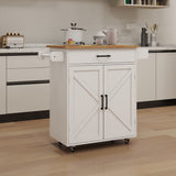 Bybafun White Mdf Base with Mdf Top Rolling Kitchen Island (17.7-in x 32.9-in x 36.1-in)