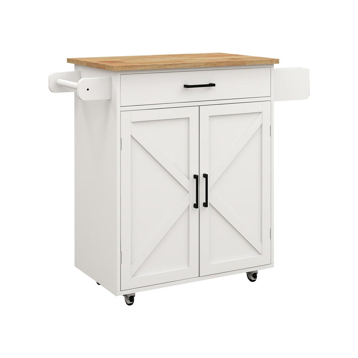 Bybafun White Mdf Base with Mdf Top Rolling Kitchen Island (17.7-in x 32.9-in x 36.1-in)
