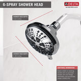Delta Universal Showering Components Chrome 6-Spray Shower Head, 2.5 GPM (9.5 LPM), 4.38-in Round