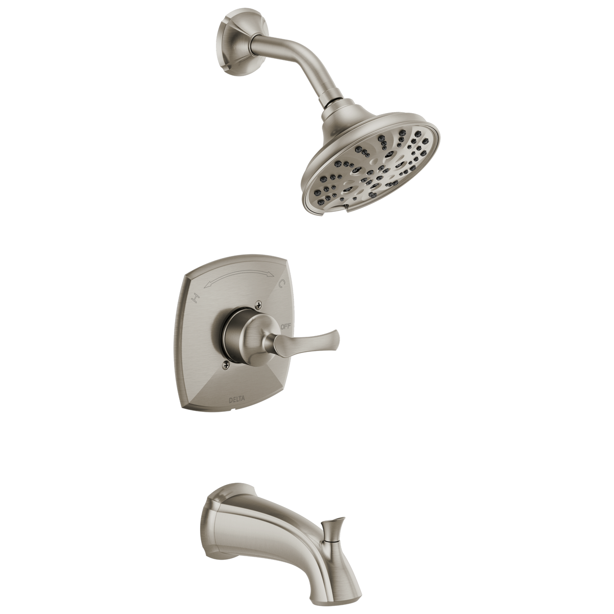 Delta Sandover SpotShield Brushed Nickel 1-Handle Bathtub and Shower Faucet with Valve, 6-in Showerhead