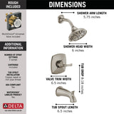 Delta Sandover SpotShield Brushed Nickel 1-Handle Bathtub and Shower Faucet with Valve, 6-in Showerhead