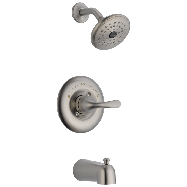 Delta Classic Stainless 1-Handle Bathtub and Shower Faucet with Valve, 2.75-in Round Showerhead