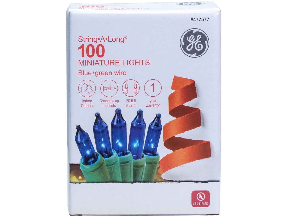 GE String-A-Long 100-Count 20.6-ft Blue Incandescent Plug-In Christmas String Lights