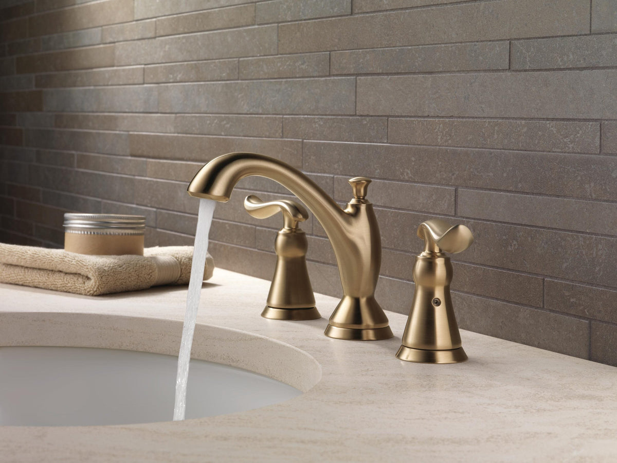 Delta Linden Champagne Bronze 2-Handle Widespread WaterSense Bathroom Sink Faucet with Drain