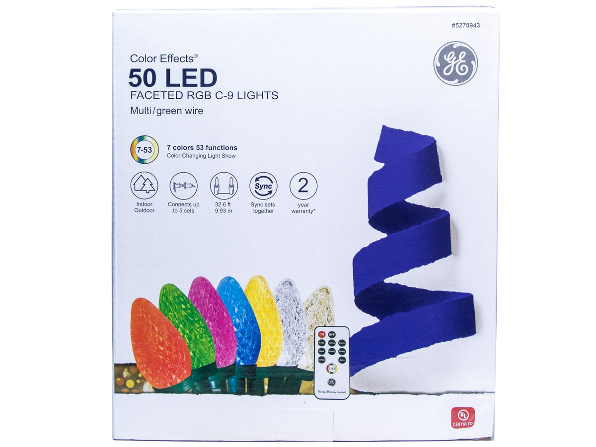 GE Color Effects 50-Count 32.6-ft Multi-Function Color-Changing LED Plug-In Christmas String Lights