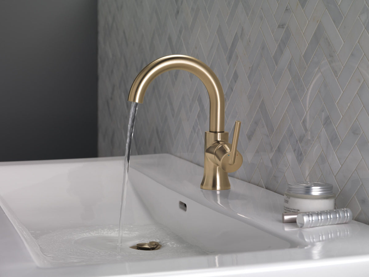 Delta Trinsic Champagne Bronze 1-Handle Single Hole WaterSense Bathroom Sink Faucet with Drain