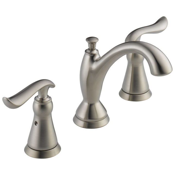 Delta Linden Stainless 2‑Handle Widespread WaterSense Bathroom Sink Faucet with Drain