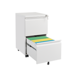 GZMR Metal 2 Drawer Mobile File Cabinet with Lock White 2-Drawer 17.71-in File Cabinet