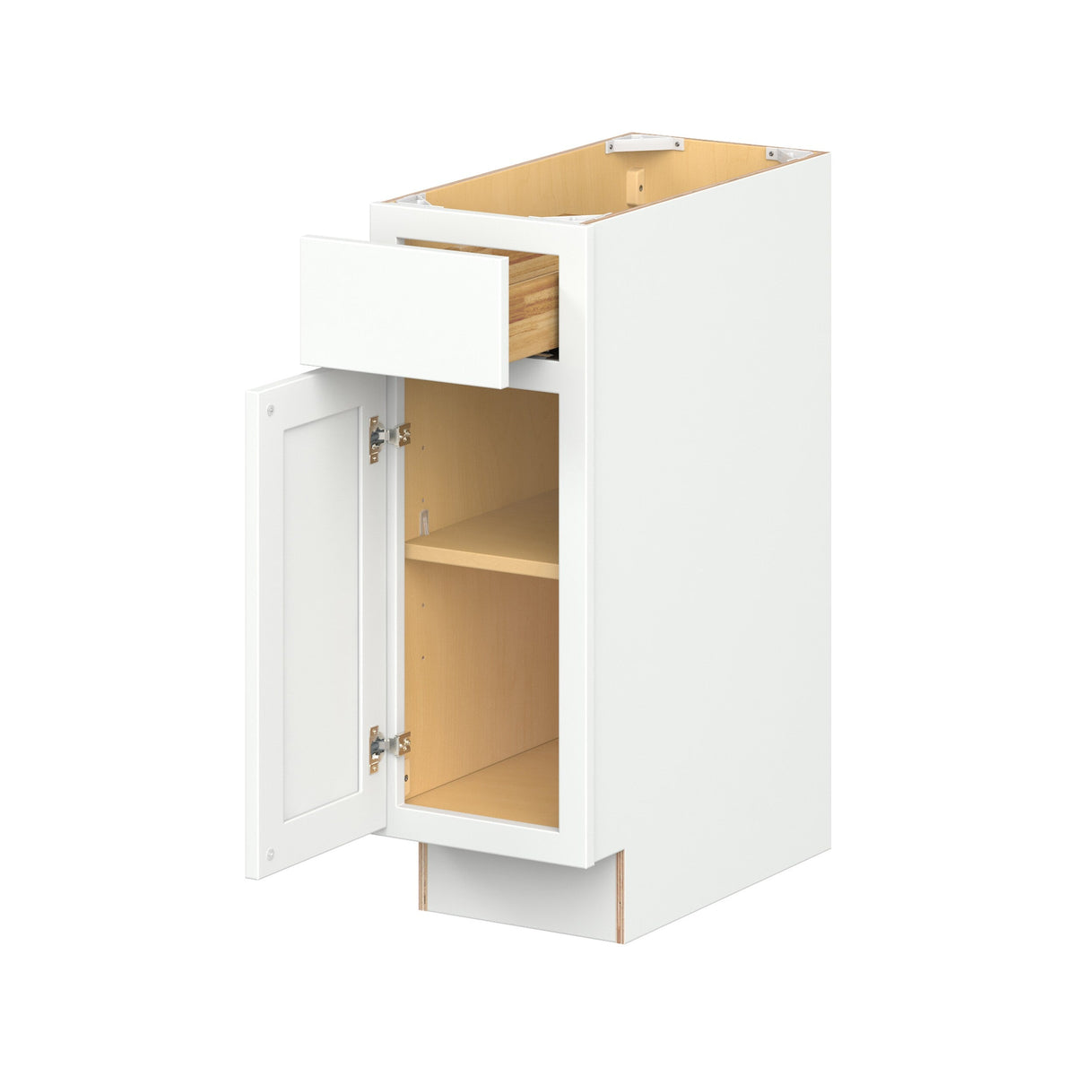 Hugo&Borg PRO Glendale 12-in W x 34.5-in H x 24-in D Pure White 1-Drawer Base Ready To Assemble Plywood Cabinet (Recessed Panel Shaker Style)