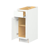 Hugo&Borg PRO Glendale 12-in W x 34.5-in H x 24-in D Pure White 1-Drawer Base Ready To Assemble Plywood Cabinet (Recessed Panel Shaker Style)