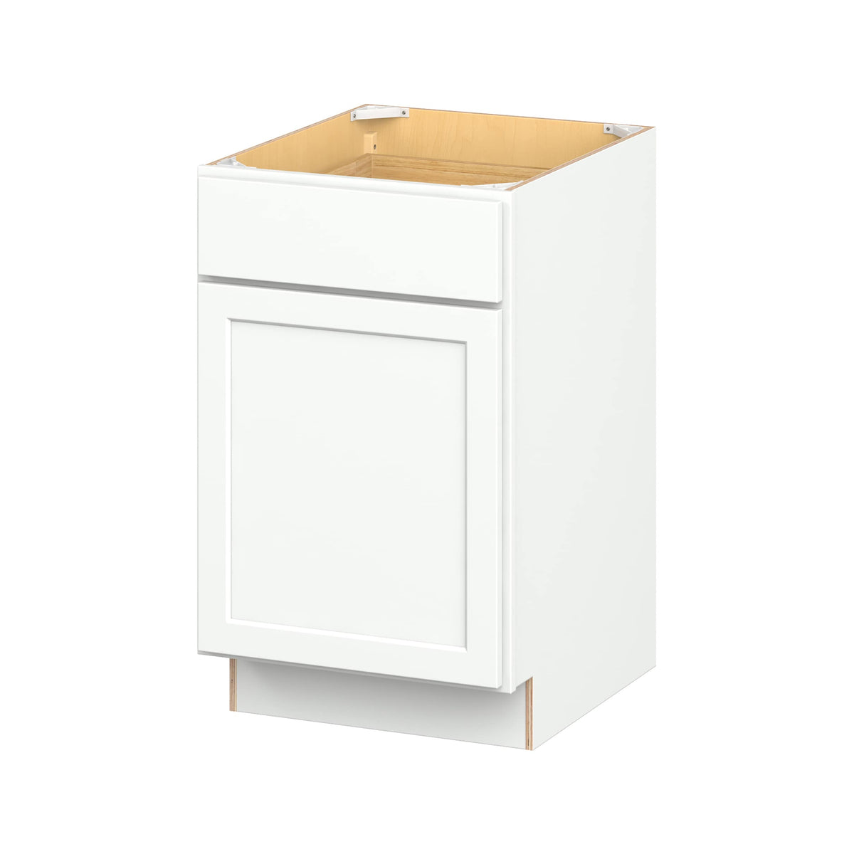 Hugo&Borg PRO Glendale 21-in W x 34.5-in H x 24-in D Pure White 1-Drawer Base Ready To Assemble Plywood Cabinet (Recessed Panel Shaker Style)