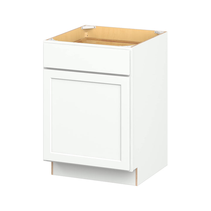 Hugo&Borg PRO Glendale 24-in W x 34.5-in H x 24-in D Pure White 1-Drawer Base Ready To Assemble Plywood Cabinet (Recessed Panel Shaker Style)