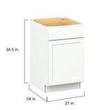 Hugo&Borg PRO Glendale 21-in W x 34.5-in H x 24-in D Pure White 1-Drawer Base Ready To Assemble Plywood Cabinet (Recessed Panel Shaker Style)