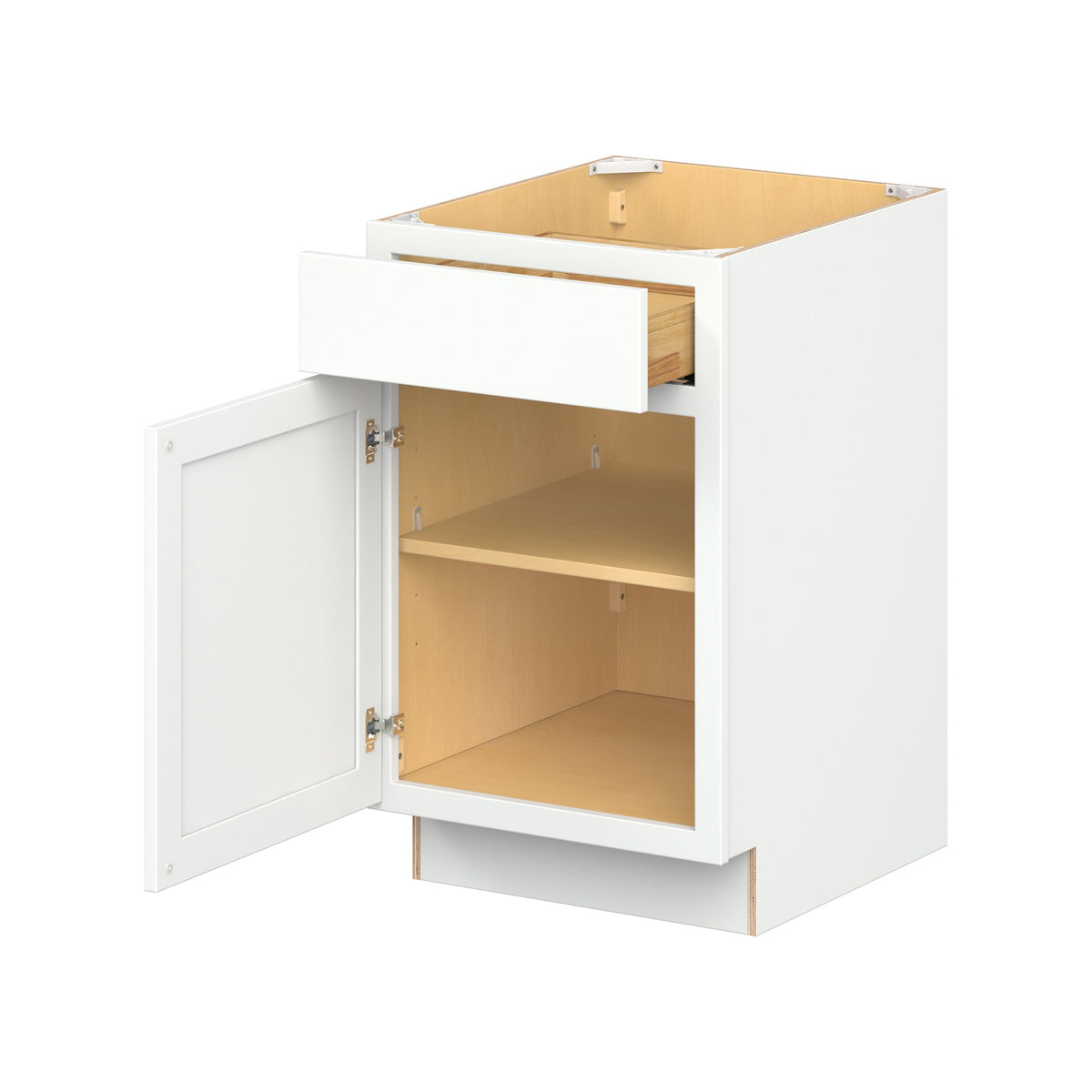 Hugo&Borg PRO Glendale 21-in W x 34.5-in H x 24-in D Pure White 1-Drawer Base Ready To Assemble Plywood Cabinet (Recessed Panel Shaker Style)