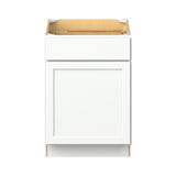 Hugo&Borg PRO Glendale 24-in W x 34.5-in H x 24-in D Pure White 1-Drawer Base Ready To Assemble Plywood Cabinet (Recessed Panel Shaker Style)