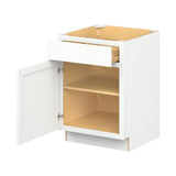 Hugo&Borg PRO Glendale 24-in W x 34.5-in H x 24-in D Pure White 1-Drawer Base Ready To Assemble Plywood Cabinet (Recessed Panel Shaker Style)
