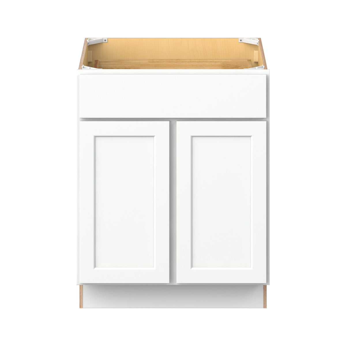 Hugo&Borg PRO Glendale 27-in W x 34.5-in H x 24-in D Pure White 1-Drawer Base Ready To Assemble Plywood Cabinet (Recessed Panel Shaker Style)