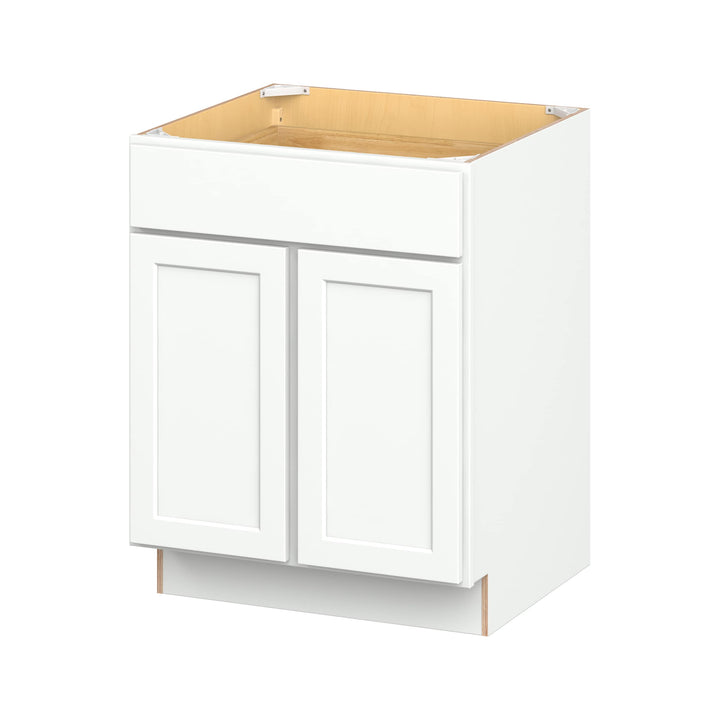 Hugo&Borg PRO Glendale 27-in W x 34.5-in H x 24-in D Pure White 1-Drawer Base Ready To Assemble Plywood Cabinet (Recessed Panel Shaker Style)
