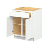 Hugo&Borg PRO Glendale 27-in W x 34.5-in H x 24-in D Pure White 1-Drawer Base Ready To Assemble Plywood Cabinet (Recessed Panel Shaker Style)