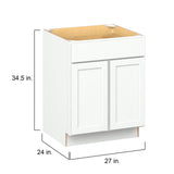 Hugo&Borg PRO Glendale 27-in W x 34.5-in H x 24-in D Pure White 1-Drawer Base Ready To Assemble Plywood Cabinet (Recessed Panel Shaker Style)
