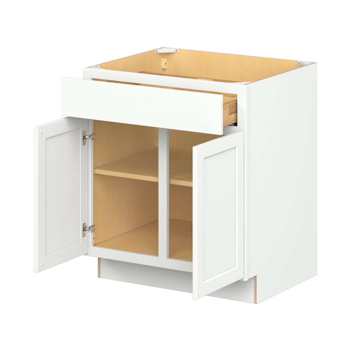 Hugo&Borg PRO Glendale 30-in W x 34.5-in H x 24-in D Pure White 1-Drawer Base Ready To Assemble Plywood Cabinet (Recessed Panel Shaker Style)