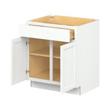 Hugo&Borg PRO Glendale 30-in W x 34.5-in H x 24-in D Pure White 1-Drawer Base Ready To Assemble Plywood Cabinet (Recessed Panel Shaker Style)