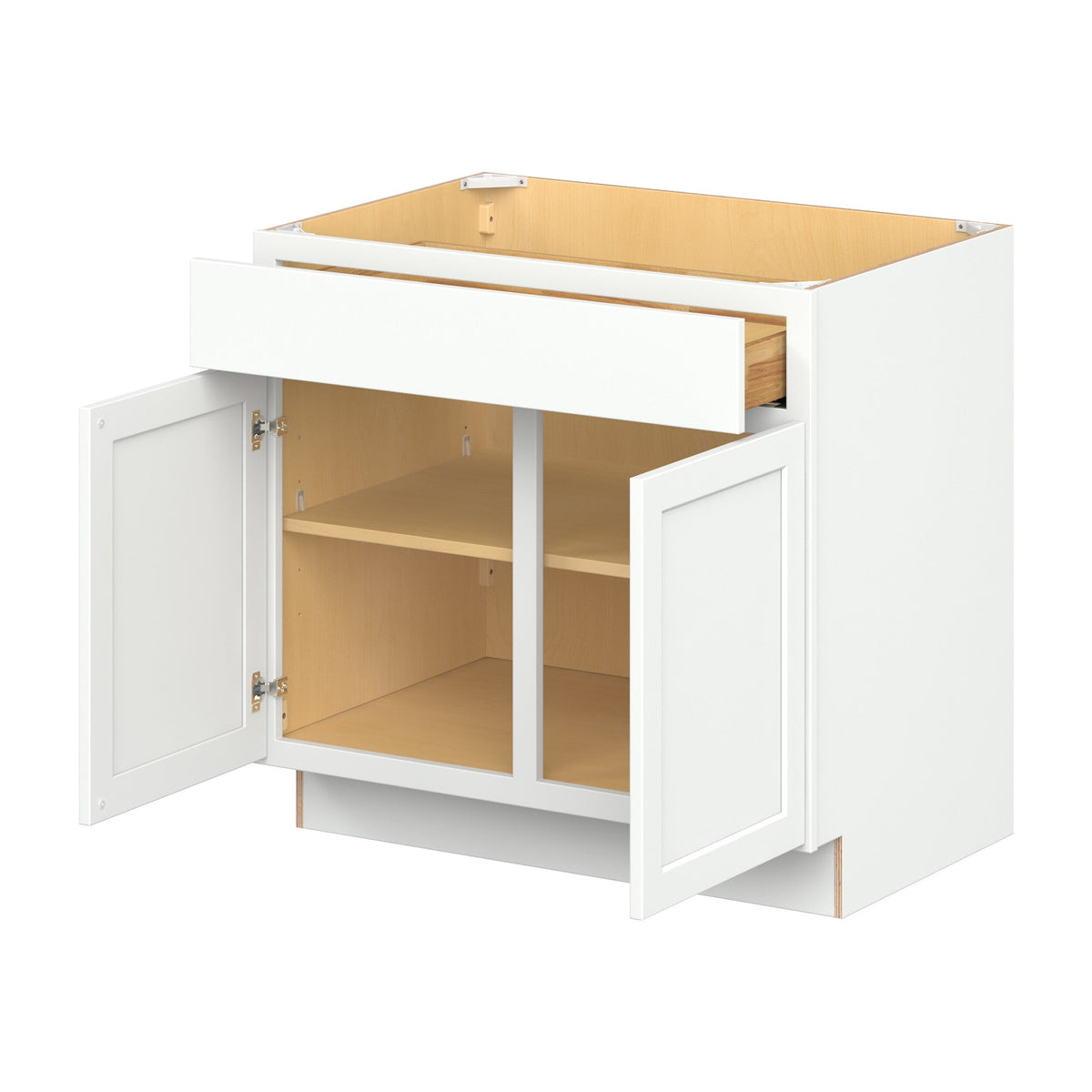 Hugo&Borg PRO Glendale 36-in W x 34.5-in H x 24-in D Pure White 1-Drawer Base Ready To Assemble Plywood Cabinet (Recessed Panel Shaker Style)