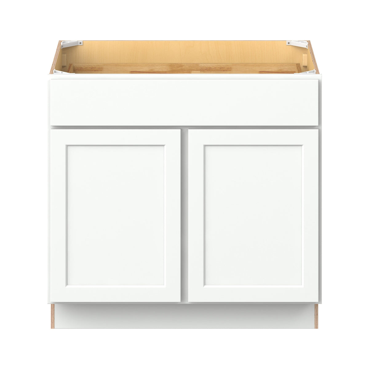 Hugo&Borg PRO Glendale 36-in W x 34.5-in H x 24-in D Pure White 1-Drawer Base Ready To Assemble Plywood Cabinet (Recessed Panel Shaker Style)