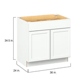 Hugo&Borg PRO Glendale 36-in W x 34.5-in H x 24-in D Pure White 1-Drawer Base Ready To Assemble Plywood Cabinet (Recessed Panel Shaker Style)