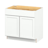 Hugo&Borg PRO Glendale 36-in W x 34.5-in H x 24-in D Pure White 1-Drawer Base Ready To Assemble Plywood Cabinet (Recessed Panel Shaker Style)