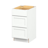 Hugo&Borg PRO Glendale 18-in W x 34.5-in H x 24-in D Pure White 3-Drawer Base Ready To Assemble Plywood Cabinet (Recessed Panel Style)