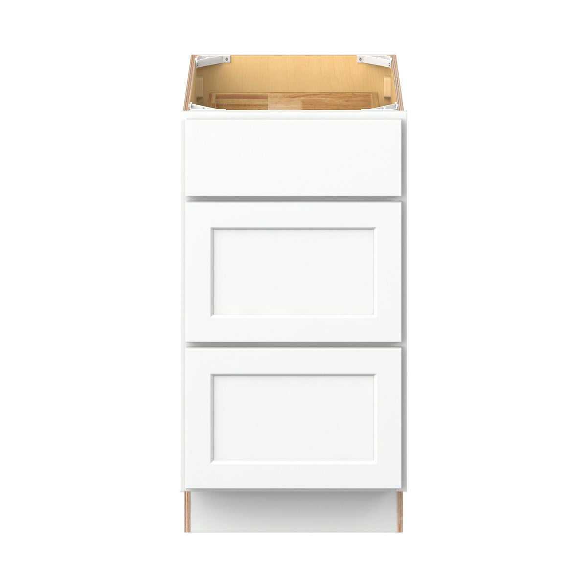 Hugo&Borg PRO Glendale 18-in W x 34.5-in H x 24-in D Pure White 3-Drawer Base Ready To Assemble Plywood Cabinet (Recessed Panel Style)