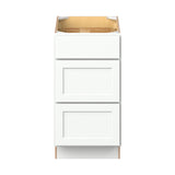 Hugo&Borg PRO Glendale 18-in W x 34.5-in H x 24-in D Pure White 3-Drawer Base Ready To Assemble Plywood Cabinet (Recessed Panel Style)