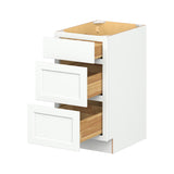 Hugo&Borg PRO Glendale 18-in W x 34.5-in H x 24-in D Pure White 3-Drawer Base Ready To Assemble Plywood Cabinet (Recessed Panel Style)