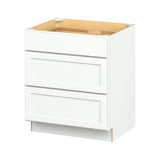 Hugo&Borg PRO Glendale 30-in W x 34.5-in H x 24-in D Pure White 3-Drawer Base Ready To Assemble Plywood Cabinet (Recessed Panel Style)