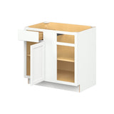 Hugo&Borg PRO Glendale 36-in W x 34.5-in H x 24-in D Pure White Blind 1-Drawer Corner Base Ready To Assemble Plywood Cabinet (Recessed Panel Shaker Style)