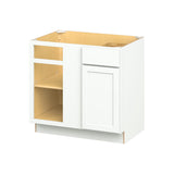 Hugo&Borg PRO Glendale 36-in W x 34.5-in H x 24-in D Pure White Blind 1-Drawer Corner Base Ready To Assemble Plywood Cabinet (Recessed Panel Shaker Style)