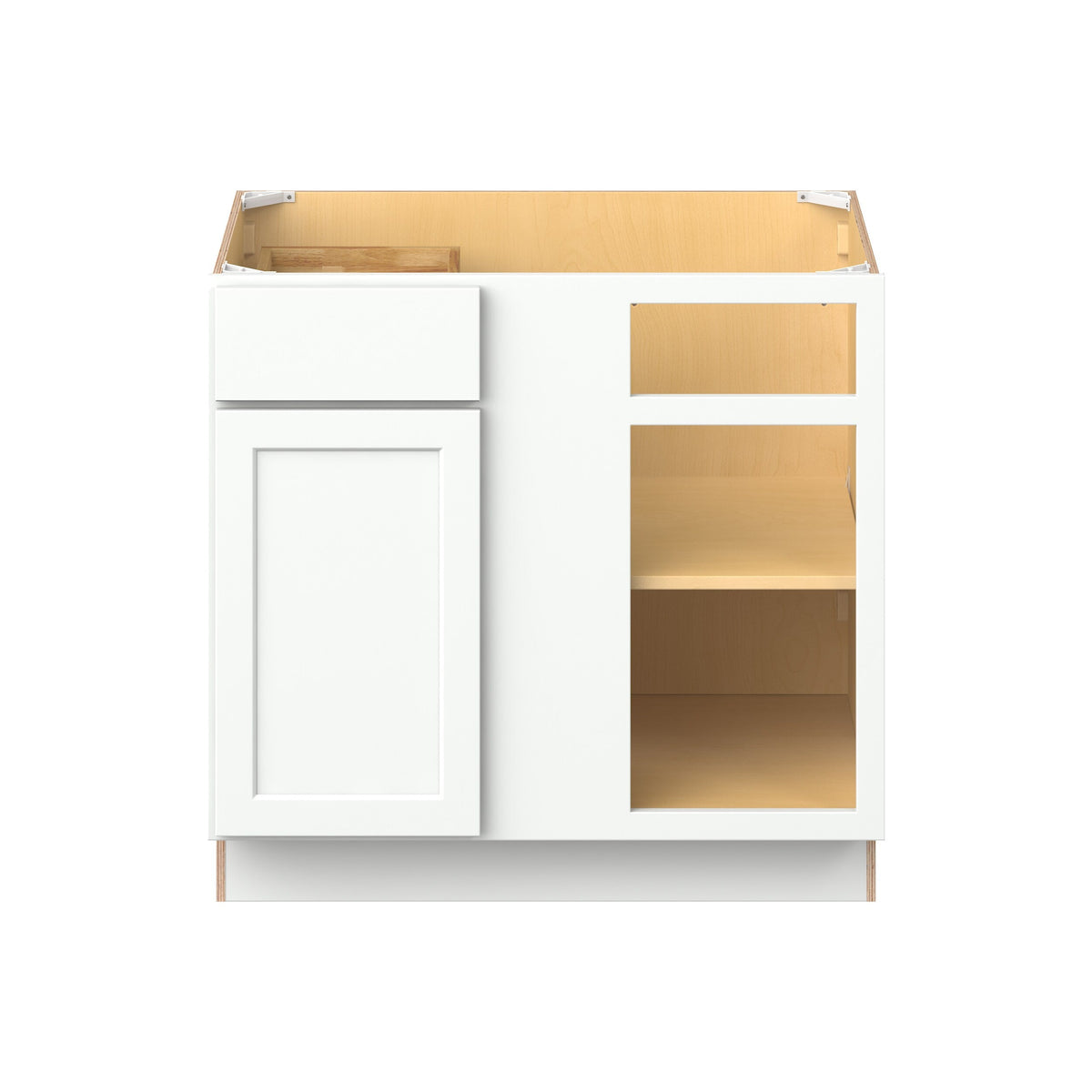 Hugo&Borg PRO Glendale 36-in W x 34.5-in H x 24-in D Pure White Blind 1-Drawer Corner Base Ready To Assemble Plywood Cabinet (Recessed Panel Shaker Style)